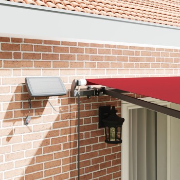 vidaXL Χειροκίνητη Ανασυρόμενη Τέντα με LED Κόκκινη 400x350 cm