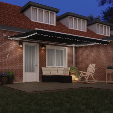 vidaXL Αυτόματη Ανασυρόμενη Τέντα με LED Μαύρη 450x300 εκ.