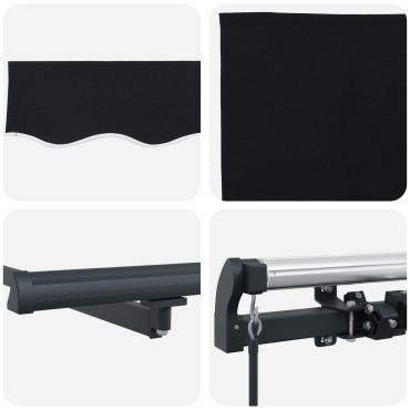 vidaXL Χειροκίνητη Ανασυρόμενη Τέντα Μαύρη 450x300 cm