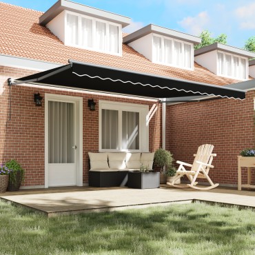 vidaXL Ανασυρόμενη Τέντα Μαύρη 450x300 cm