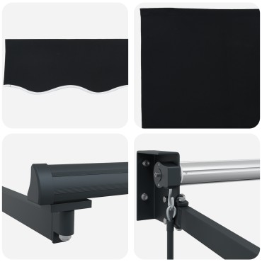 vidaXL Ανασυρόμενη Τέντα Μαύρη 450x300 cm