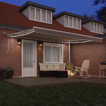 vidaXL Αυτόματη Ανασυρόμενη Τέντα με LED Μπεζ 450x300 εκ.