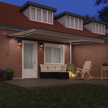 vidaXL Αυτόματη Ανασυρόμενη Τέντα με LED Μπεζ 450x300 εκ.