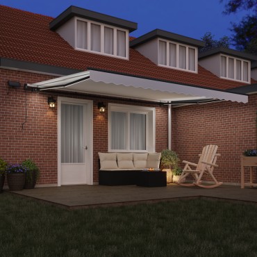 vidaXL Μηχανική Ανασυρόμενη Τέντα με LED Λευκή 450x300 εκ