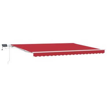 vidaXL Μηχανική Ανασυρόμενη Τέντα με LED Κόκκινη 450x300 εκ.