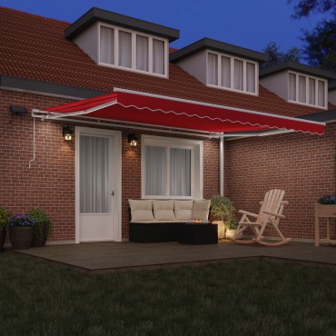 vidaXL Μηχανική Ανασυρόμενη Τέντα με LED Κόκκινη 450x300 εκ.