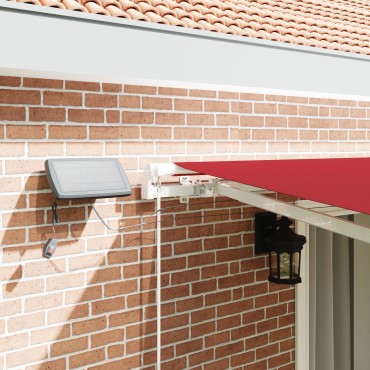 vidaXL Μηχανική Ανασυρόμενη Τέντα με LED Κόκκινη 450x300 εκ.