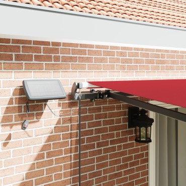 vidaXL Χειροκίνητη Ανασυρόμενη Τέντα με LED Κόκκινη 450x300 εκ