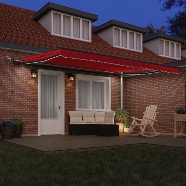 vidaXL Αυτόματη Ανασυρόμενη Τέντα με LED Κόκκινη 450x300 εκ.