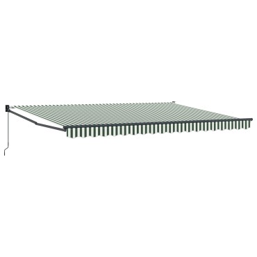 vidaXL Manual Ανασυρόμενη Τέντα Πράσινη και Λευκή 450x300 cm