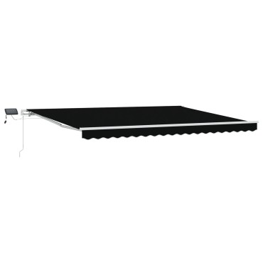 vidaXL Χειροκίνητη ανασυρόμενη τέντα με LED Μαύρη 450x350 cm