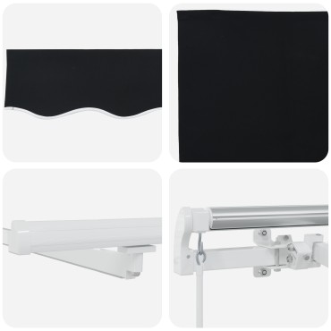 vidaXL Χειροκίνητη ανασυρόμενη τέντα με LED Μαύρη 450x350 cm