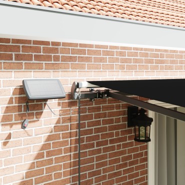 vidaXL Χειροκίνητη Ανασυρόμενη Τέντα με LED Μαύρη 450x350 εκ.