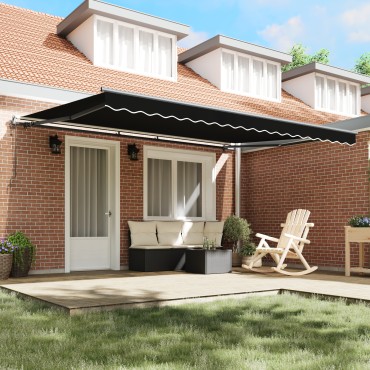 vidaXL Αυτόματη Αναδιπλούμενη Τέντα Μαύρη 450x350 cm