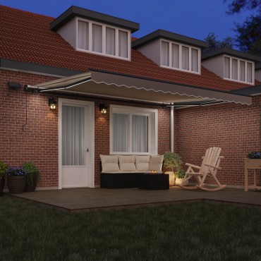 vidaXL Χειροκίνητη Ανασυρόμενη Τέντα με LED Μπεζ 450x350 εκ.