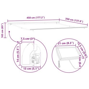Χειροκίνητη ανασυρόμενη τέντα vidaXL με LED Λευκή 450x350 εκ., Ύφασμα αντικατάστασης τέντας vidaXL για πλαίσιο 4.5x3.5 μ Λευκό