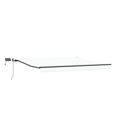 Χειροκίνητη ανασυρόμενη τέντα vidaXL με LED Λευκή 450x350 εκ., Ύφασμα αντικατάστασης τέντας vidaXL για πλαίσιο 4.5x3.5 μ Λευκό