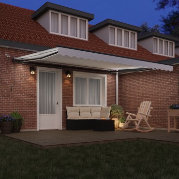 vidaXL Αυτόματη Ανασυρόμενη Τέντα με LED Λευκή 450x350 cm