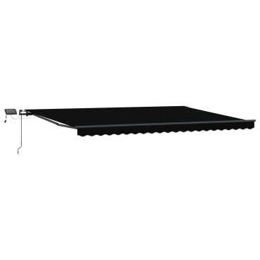 vidaXL Εγχειρίδιο Ανασυρόμενη Τέντα με LED Μαύρη 500x300 εκ.