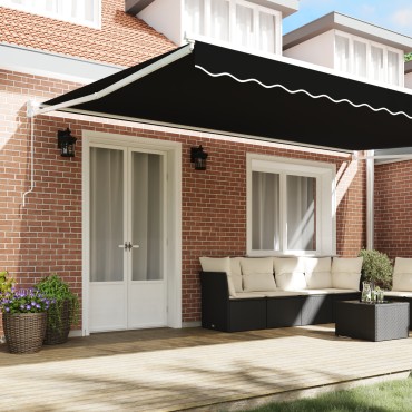 vidaXL Χειροκίνητη Ανασυρόμενη Τέντα Μαύρη 500x300 cm