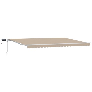 vidaXL Χειροκίνητη Ανασυρόμενη Τέντα με LED Μπεζ 500x300 εκ