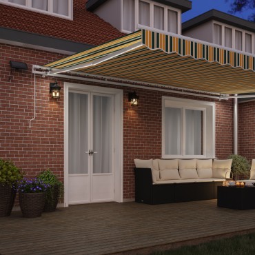 vidaXL Χειροκίνητη Ανασυρόμενη Τέντα με LED Πράσινη και Κίτρινη 500x300 εκ.