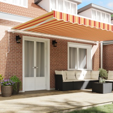 vidaXL Manual Retractable Awning της σε Πορτοκαλί και Κίτρινο 500x350 εκ.
