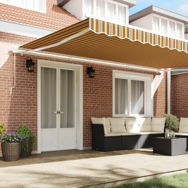 vidaXL Μηχανισμός Ανασυρόμενης Τέντας Ριγέ 500x350 εκ.