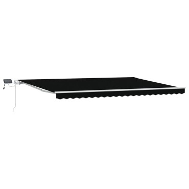 vidaXL Χειροκίνητη Αναδιπλούμενη Τέντα με LED Μαύρη 500x350 εκ