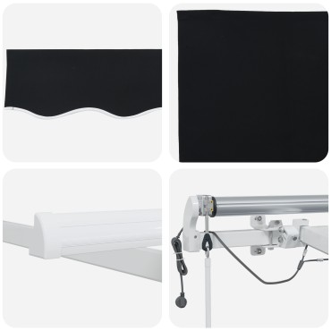 vidaXL Αυτόματη Ανασυρόμενη Τέντα με LED Μαύρη 500x350 cm