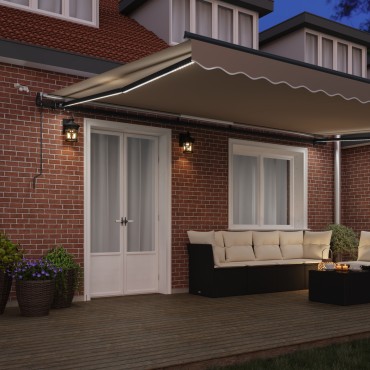 vidaXL Αυτόματη Ανασυρόμενη Τέντα με LED Μπεζ 500x350 cm