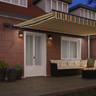 vidaXL Χειροκίνητη Ανασυρόμενη Τέντα με LED Πράσινη και Κίτρινη 500x350 εκ