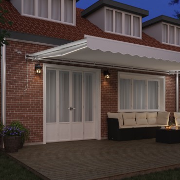 vidaXL Αυτόματη Ανασυρόμενη Τέντα με LED Λευκή 600x300 εκ.