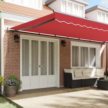 vidaXL Αυτόματη Ανασυρόμενη Τέντα Κόκκινη 600x300 cm