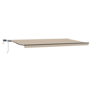 vidaXL Μηχανική Ανασυρόμενη Τέντα με LED Μπεζ 600x350 εκ.