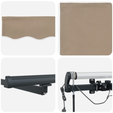 vidaXL Αυτόματη Ανασυρόμενη Τέντα με LED Μπεζ 600x350 cm