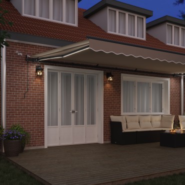 vidaXL Αυτόματη Ανασυρόμενη Τέντα με LED Μπεζ 600x350 cm