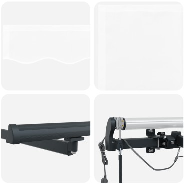 Αυτόματη Ανασυρόμενη Τέντα με LED Λευκή 600x350 εκ., Αντικατάσταση Υφάσματος Τέντας vidaXL για Σκελετό 6x3.5 μ Λευκή