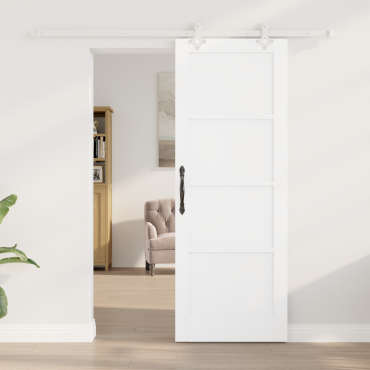 vidaXL Συρόμενη Πόρτα με Σετ Εξαρτημάτων Λευκή 73.5x198.5 εκ. Στερεό Ξύλο Πεύκο