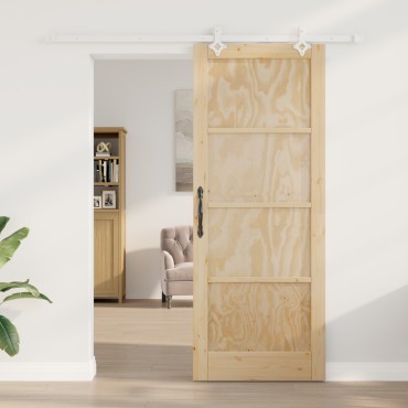 vidaXL Συρόμενη Πόρτα με Σετ Υλικού 83x211 εκ. Μασίφ Ξύλο Πεύκου