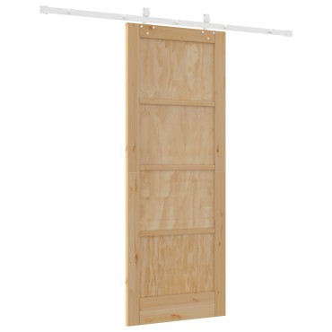 vidaXL Συρόμενη Πόρτα με Σετ Εξαρτημάτων 78x202 εκ. Μασίφ Ξύλο Πεύκου