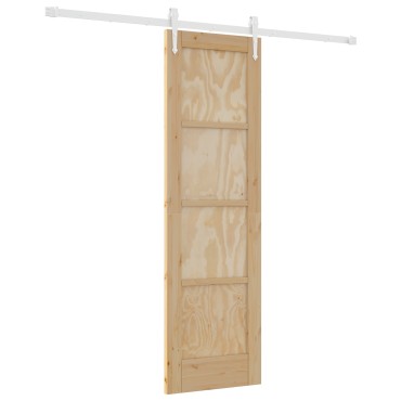 vidaXL Συρόμενη Πόρτα με Σετ Εξαρτημάτων 61x198.5 cm Στέρεο Ξύλο Πεύκο