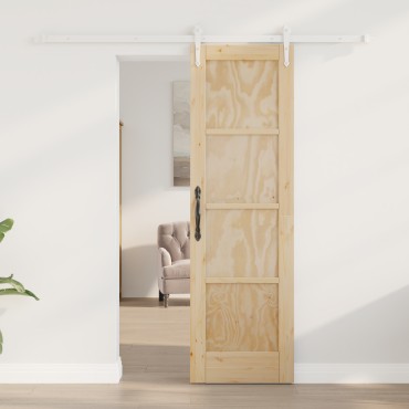 vidaXL Συρόμενη Πόρτα με Σετ Εξαρτημάτων 61x198.5 cm Στέρεο Ξύλο Πεύκο