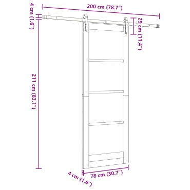 vidaXL Συρόμενη Πόρτα με Σετ Εξαρτημάτων Λευκή 78x211 εκ Συμπαγές Ξύλο Πεύκου