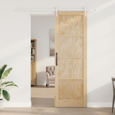 vidaXL Συρόμενη Πόρτα με Σετ Εξαρτημάτων 78x232 εκ. Μασίφ Ξύλο Πεύκου