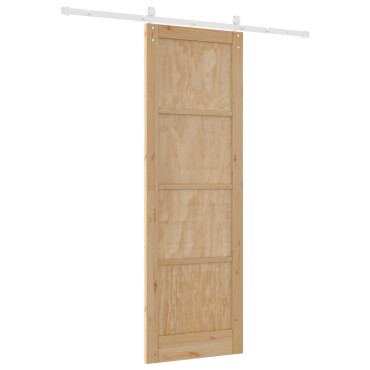 vidaXL Συρόμενη Πόρτα με Σετ Εξαρτημάτων 78x232 εκ. Μασίφ Ξύλο Πεύκου