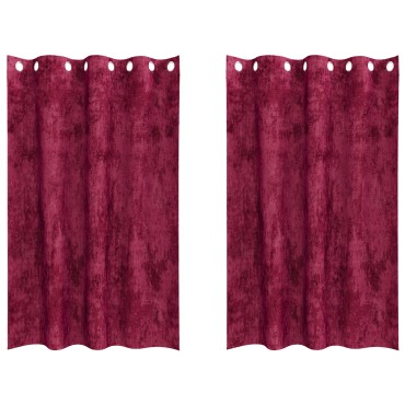 vidaXL Βελούδινες Κουρτίνες 2 τμχ. Κόκκινο 175x140cm Βελούδο