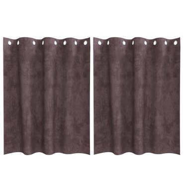 vidaXL Βελούδινες Κουρτίνες 2 τμχ. Καφέ 140x140cm Βελούδο