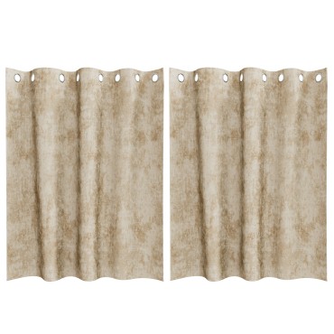 vidaXL Βελούδινες Κουρτίνες 2 τμχ. Κρεμ 140x140cm Βελούδο