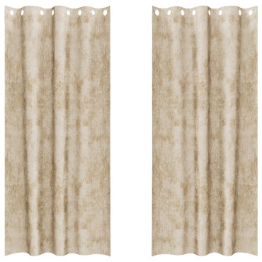vidaXL Βελούδινες Κουρτίνες 2 τμχ. Κρεμ 245x140cm Βελούδο